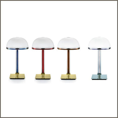 Belboi art deco style table lamp from Venini with colour trim