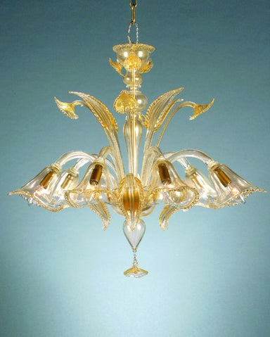 Murano crystal chandelier with 24 carat gold