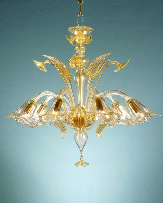 Murano crystal chandelier with 24 carat gold