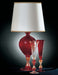 Red Murano glass table lamp with white shade