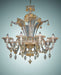 Clear and gold Murano glass floral chandelier