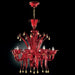 Handmade red Murano glass 8 arm chandelier