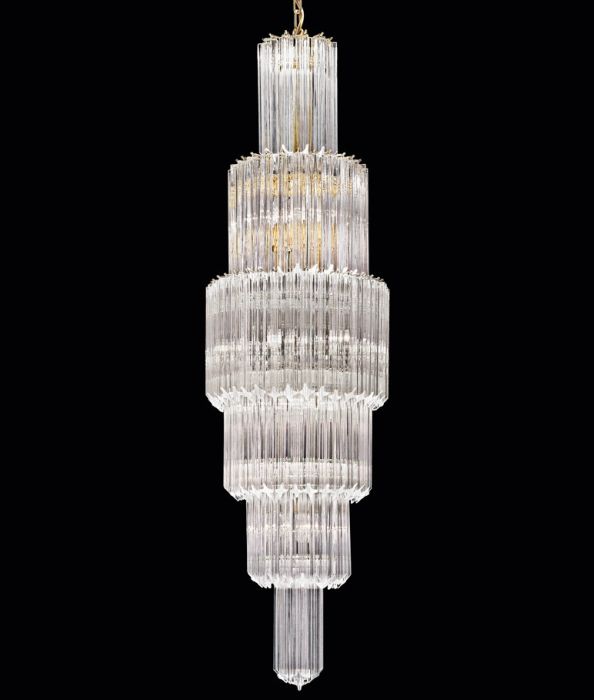 Tall Murano glass prism hallway chandelier
