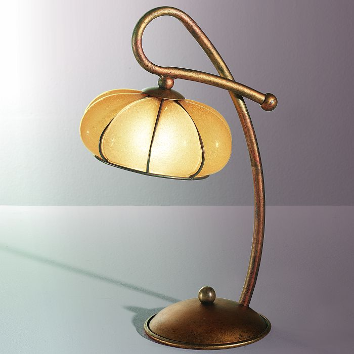 Amber Murano glass table lamp with bronze base