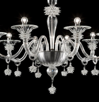 Eight Light Venetian Glass Chandelier With Exquisite Hand-Crafted Detail