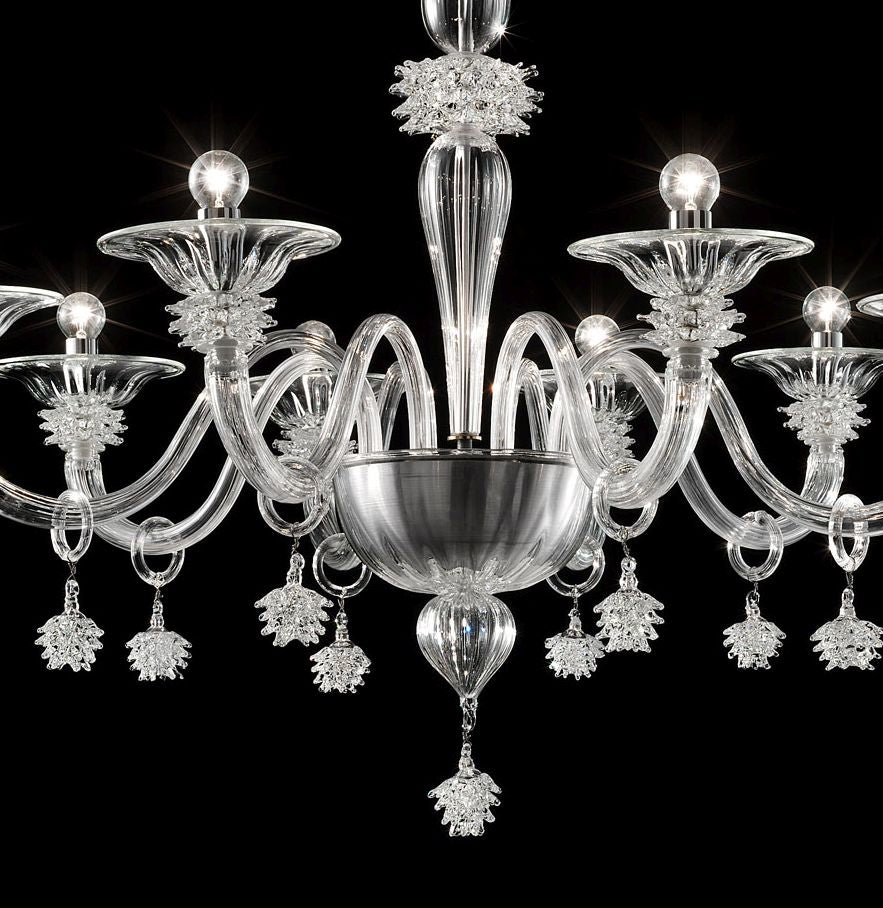 Eight light Venetian glass chandelier with exquisite hand-crafted detail