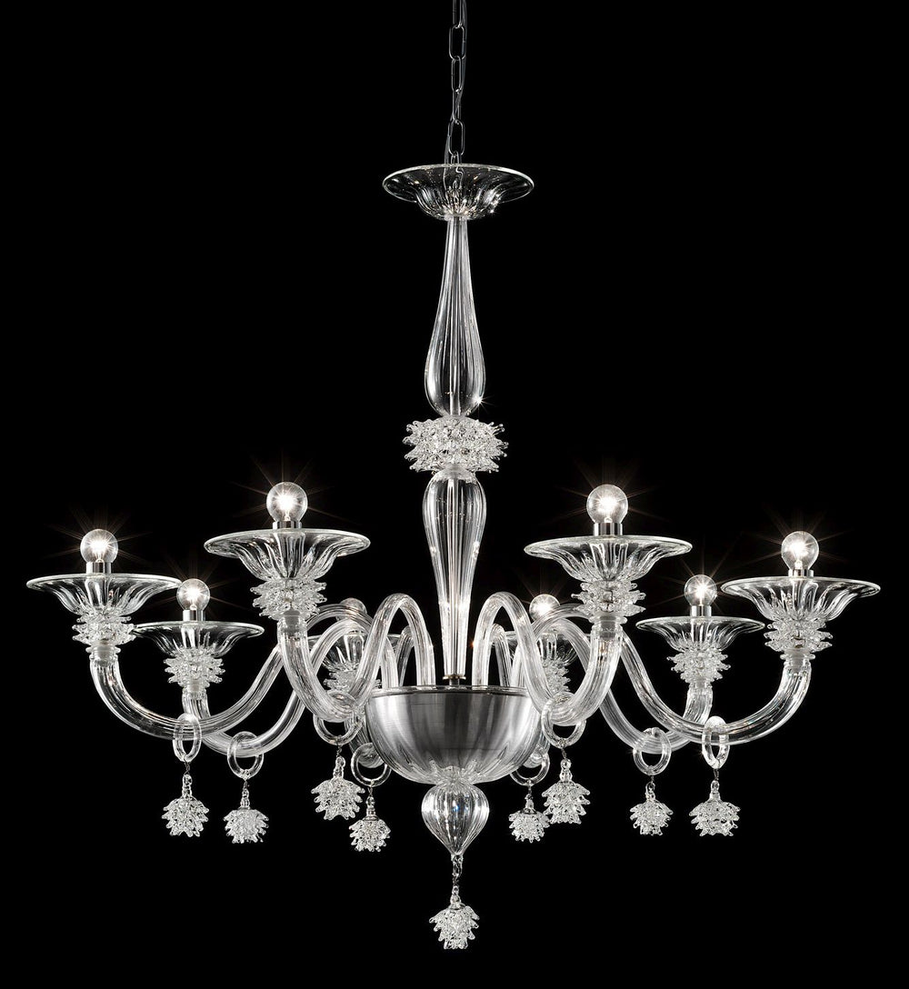 Eight light Venetian glass chandelier with exquisite hand-crafted detail