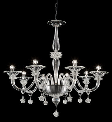 Eight Light Venetian Glass Chandelier With Exquisite Hand-Crafted Detail