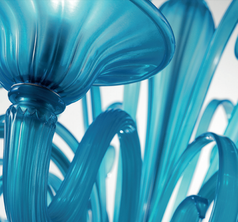 Contemporary Turquoise Blue Hand-Blown Murano Glass Chandelier In A Range Of Sizes