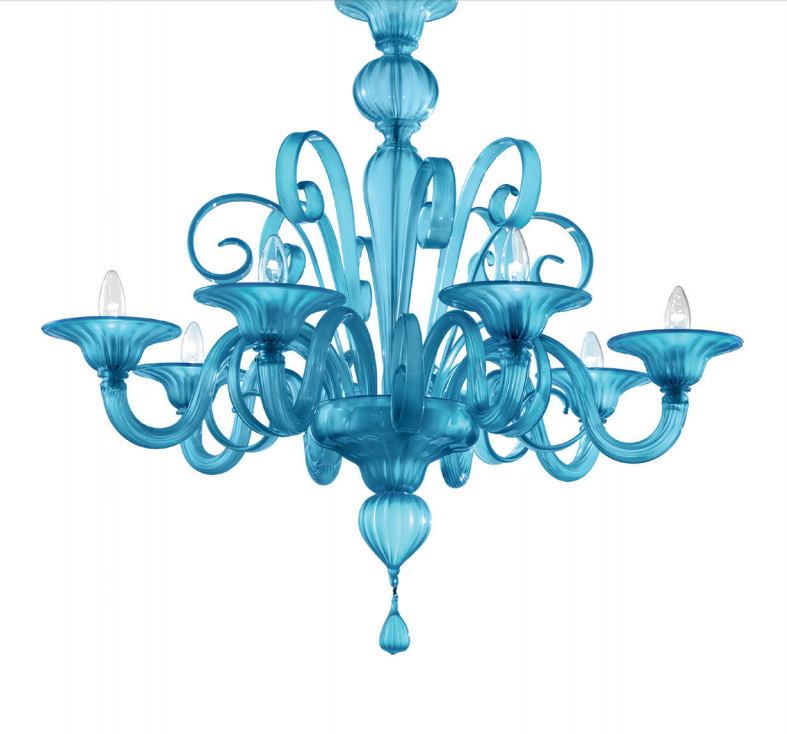 Contemporary Turquoise Blue Hand-Blown Murano Glass Chandelier In A Range Of Sizes