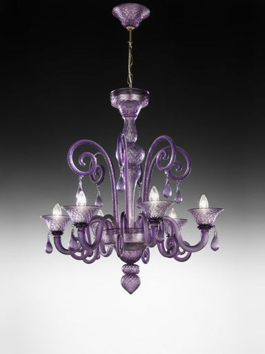 Violet 6 Light Murano Glass Chandelier