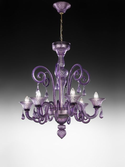 Violet 6 Light Murano glass chandelier