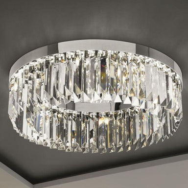 Luxurious Modern Mid-Century Crystal Prism Flush Ceiling Light