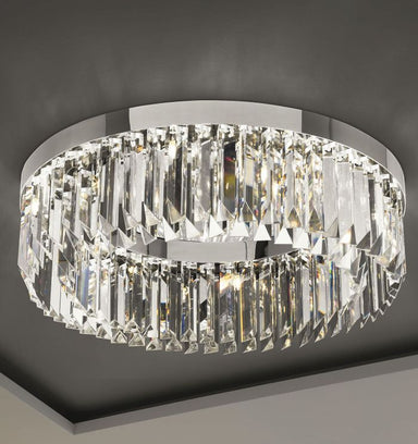 Luxurious modern mid-century crystal prism flush ceiling light