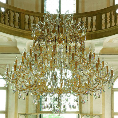 Large Gold Plated Crystal Glass Chandelier