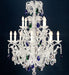 12 Light Silver Chandelier with Hand Cut Coloured Crystals