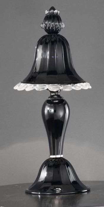 Venetian black glass table lamp