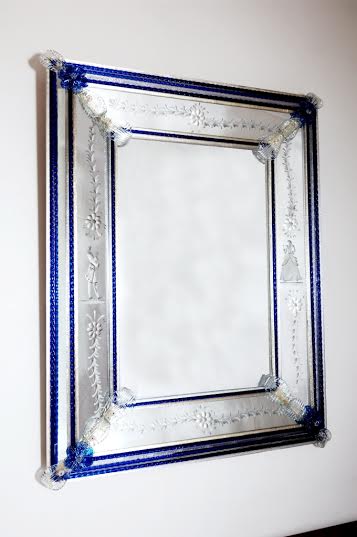 Venetian Mirror with Blue and Silver details