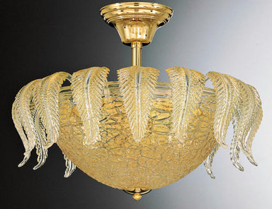 Venetian ceiling light with clear glass & gold leaves