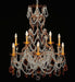 12 Light Ivory Chandelier with Amber and Clear Crystals