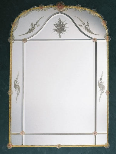 Classic Venetian archtop mirror with Murano glass
