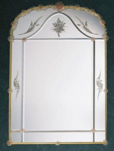 Classic Venetian Archtop Mirror With Murano Glass