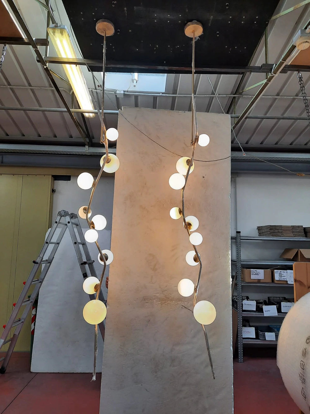 Mid-Century Styled Matching Ceiling Light With Pendant Lights Blown Glass