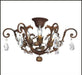 Dark Rust-colour Metal Ceiling Light with Glass Crystals