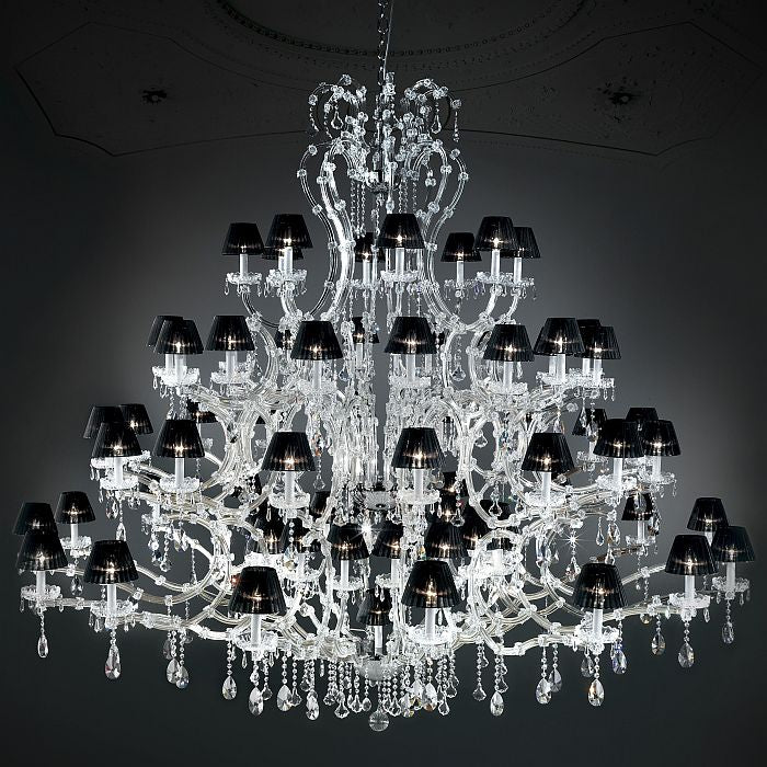 Crystal Glass Chandelier with Black Organza Shades