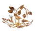 Gold Metal Ceiling Light with Gold Leaves & Swarovski Elements