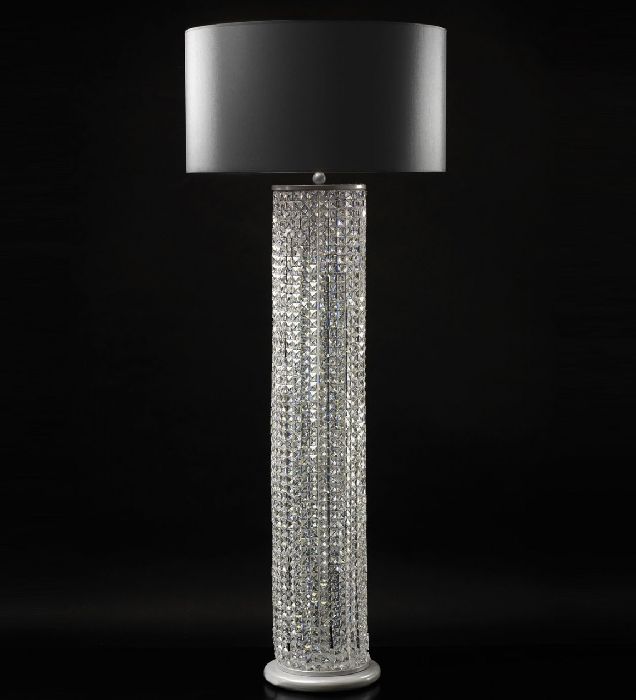 Floor lamp with Asfour crystals and black shade