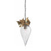 Glass Teardrop Chandelier with Gold Metal Butterflies