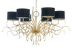 Corallo' iron 6 light chandelier  with white or black shade