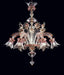 Ruby and gold Murano glass 6 light floral chandelier