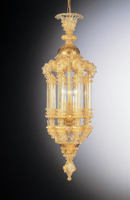 Rezzonico-style ceiling lantern with 24 carat gold