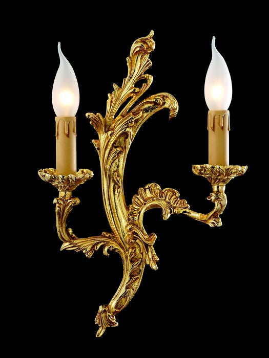 Gold-plated brass candle-style wall light