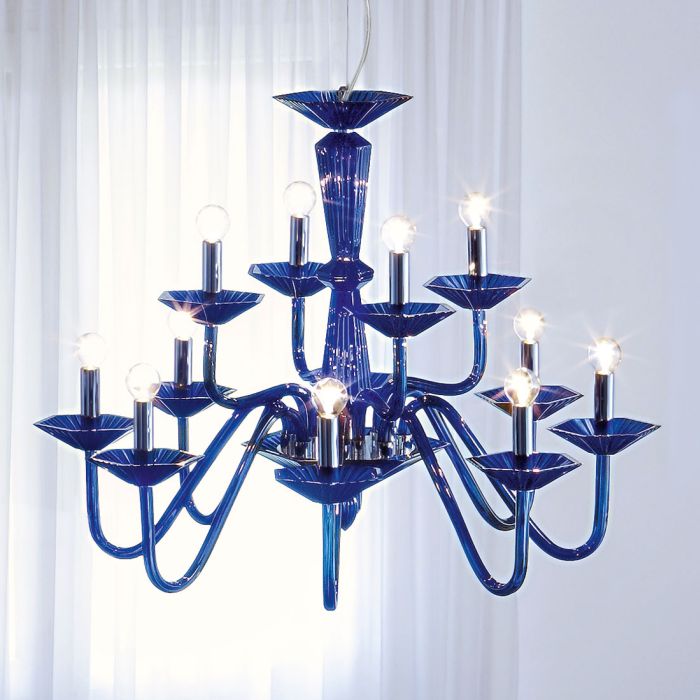 Italamp glass chandelier in 3 sizes & 4 colours