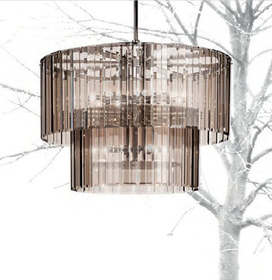 Chic Modern Italian Chandelier With Bronze, Black, Clear, Aubergine, Or Smoked Grey Glass