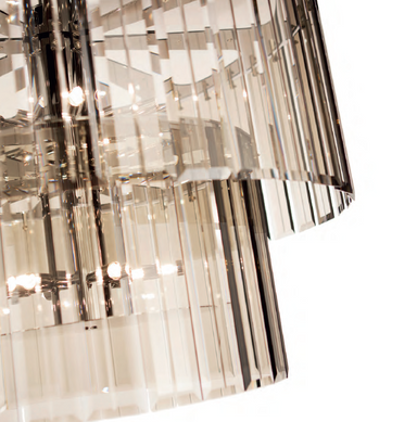 Chic Modern Italian Chandelier With Bronze, Black, Clear, Aubergine, Or Smoked Grey Glass