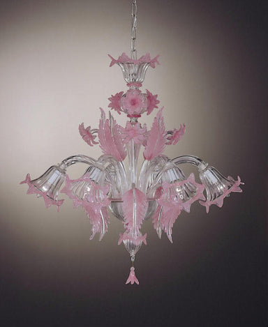 Pale Pink And Crystal Murano Chandelier