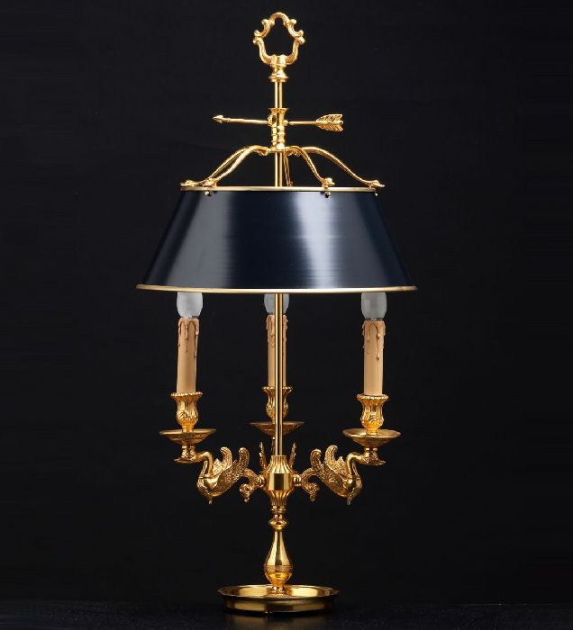 French Gold Table Light with Black Shade