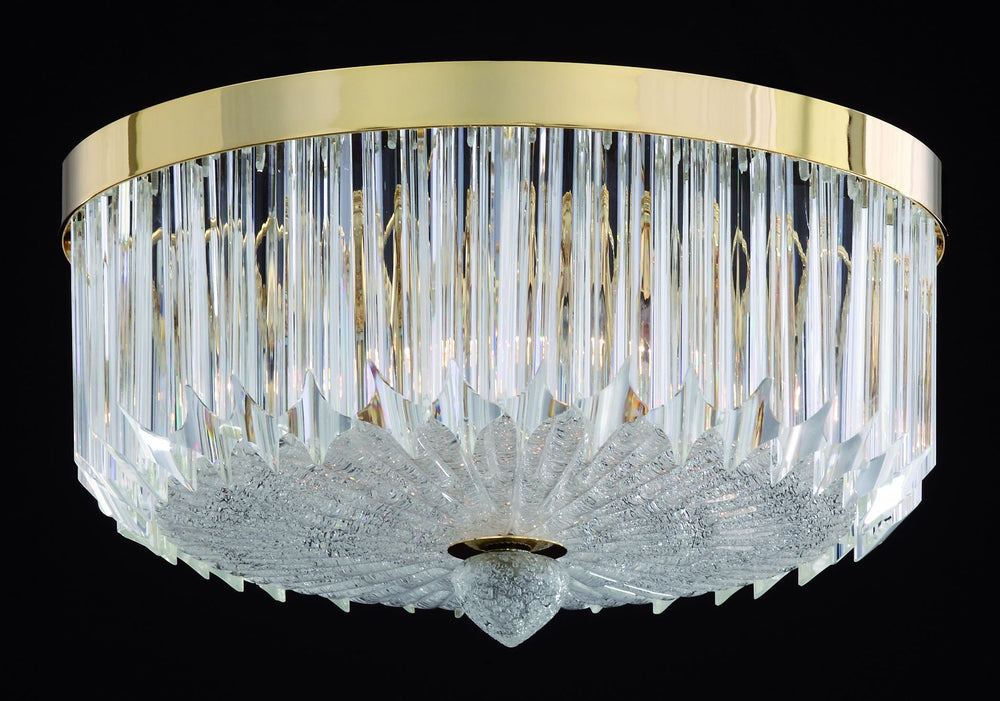 Murano Quadriedri Prism Flush Light In 3 Sizes With Polished Chrome Or Gold Frame