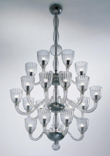 Tall Martinengo art Murano glass deco chandelier from Venini