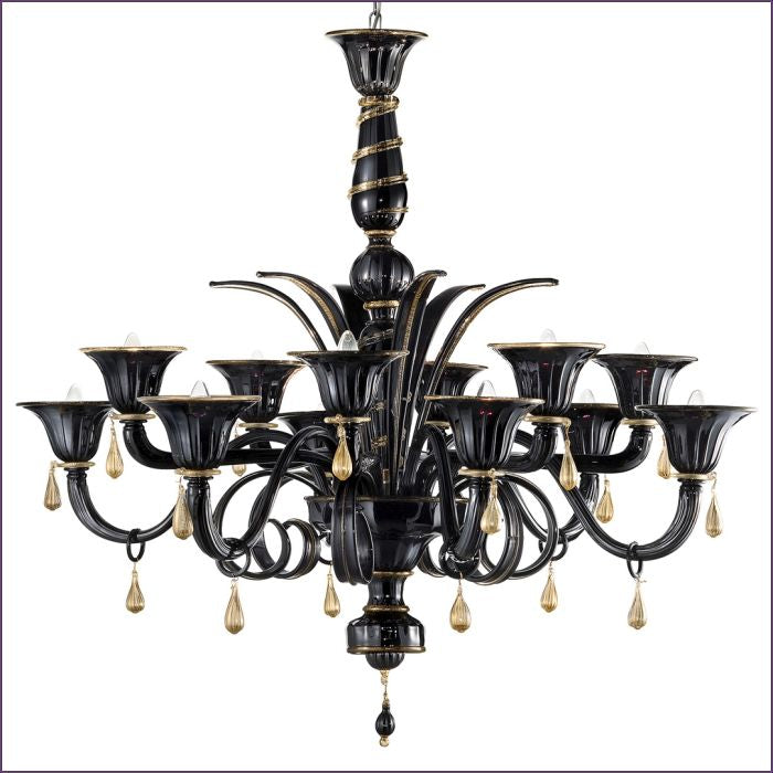 Black murano glass deals chandelier