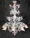 Opaline white and pink Murano glass pastoral chandelier