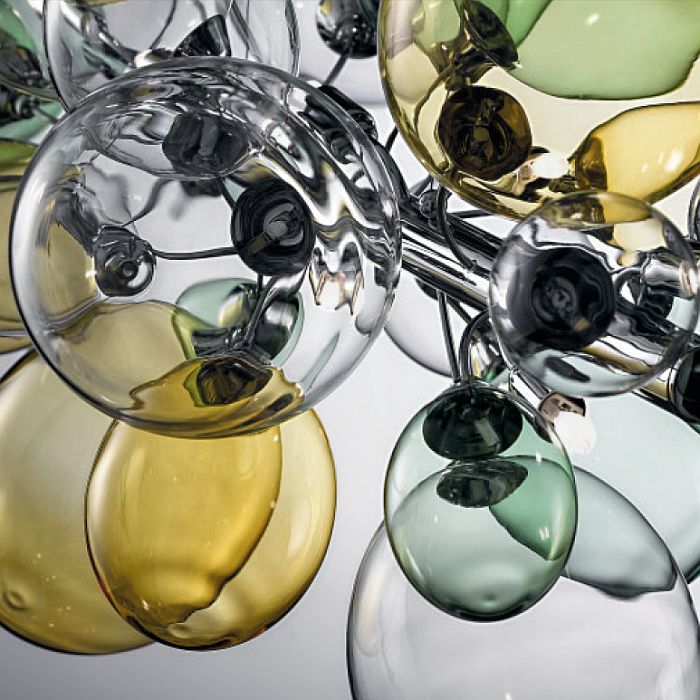 Nuvola clear,yellow and green glass balloon floor lamp