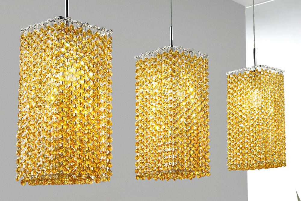 Chrome ceiling light with coloured premium crystals