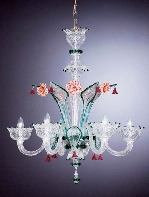 Multi-coloured Murano glass flower chandelier