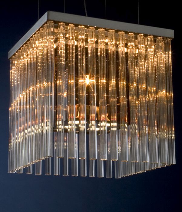 Modern clear & smoked glass rod suspended ceiling light