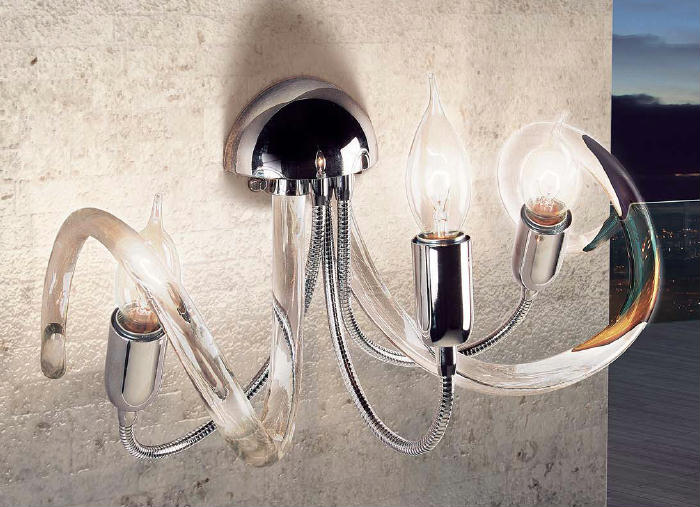Spun glass 3 light wall chandelier from Italy
